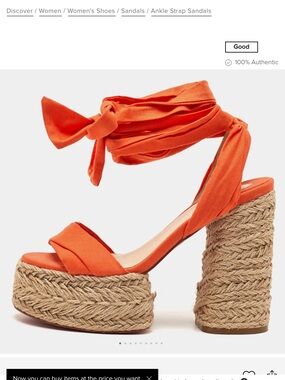 Christian Louboutin Mariza Du Desert 130 Orange Wrap-Ankle Platform Sandals